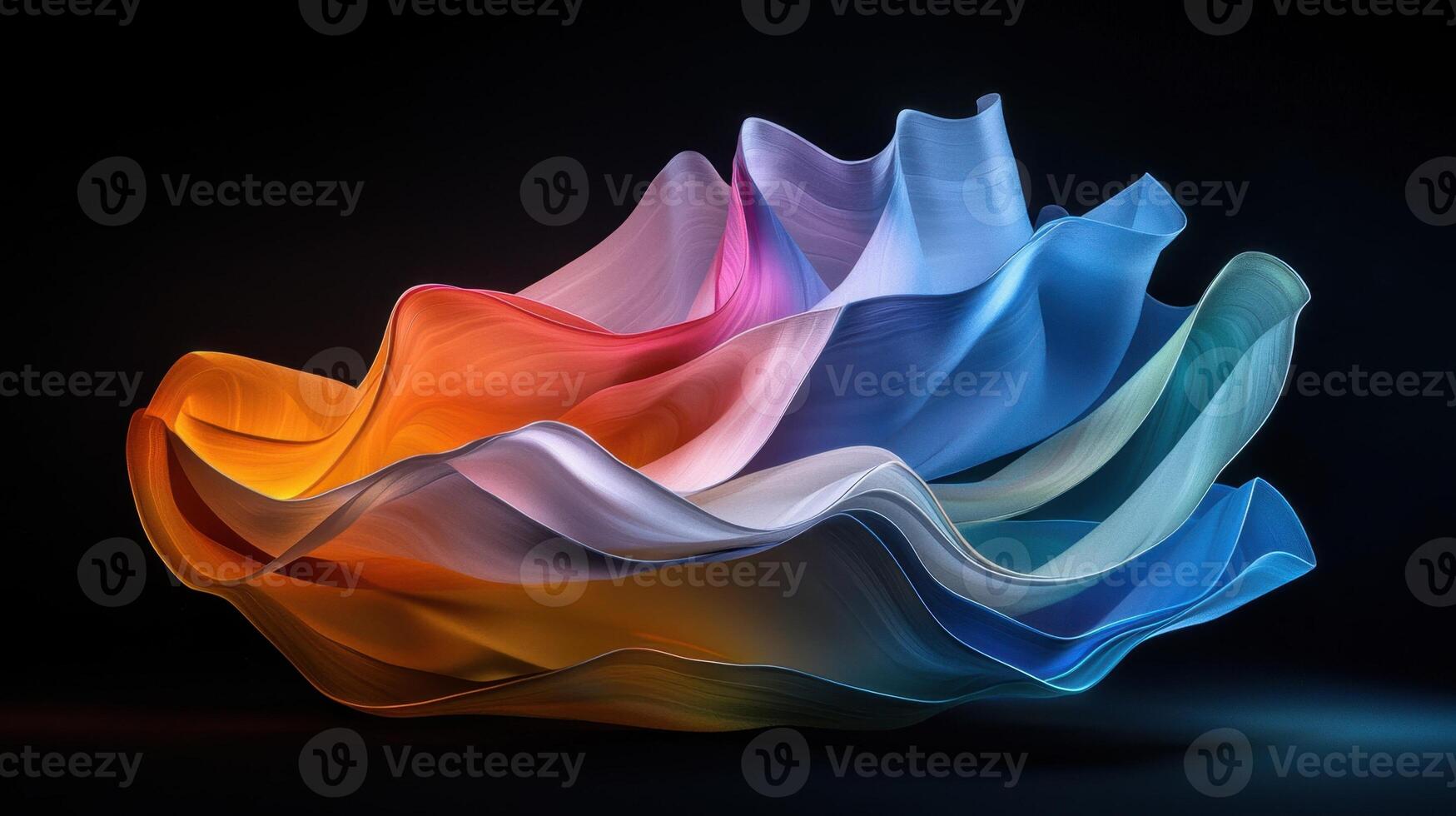 A colorful abstract sculpture on a black background photo