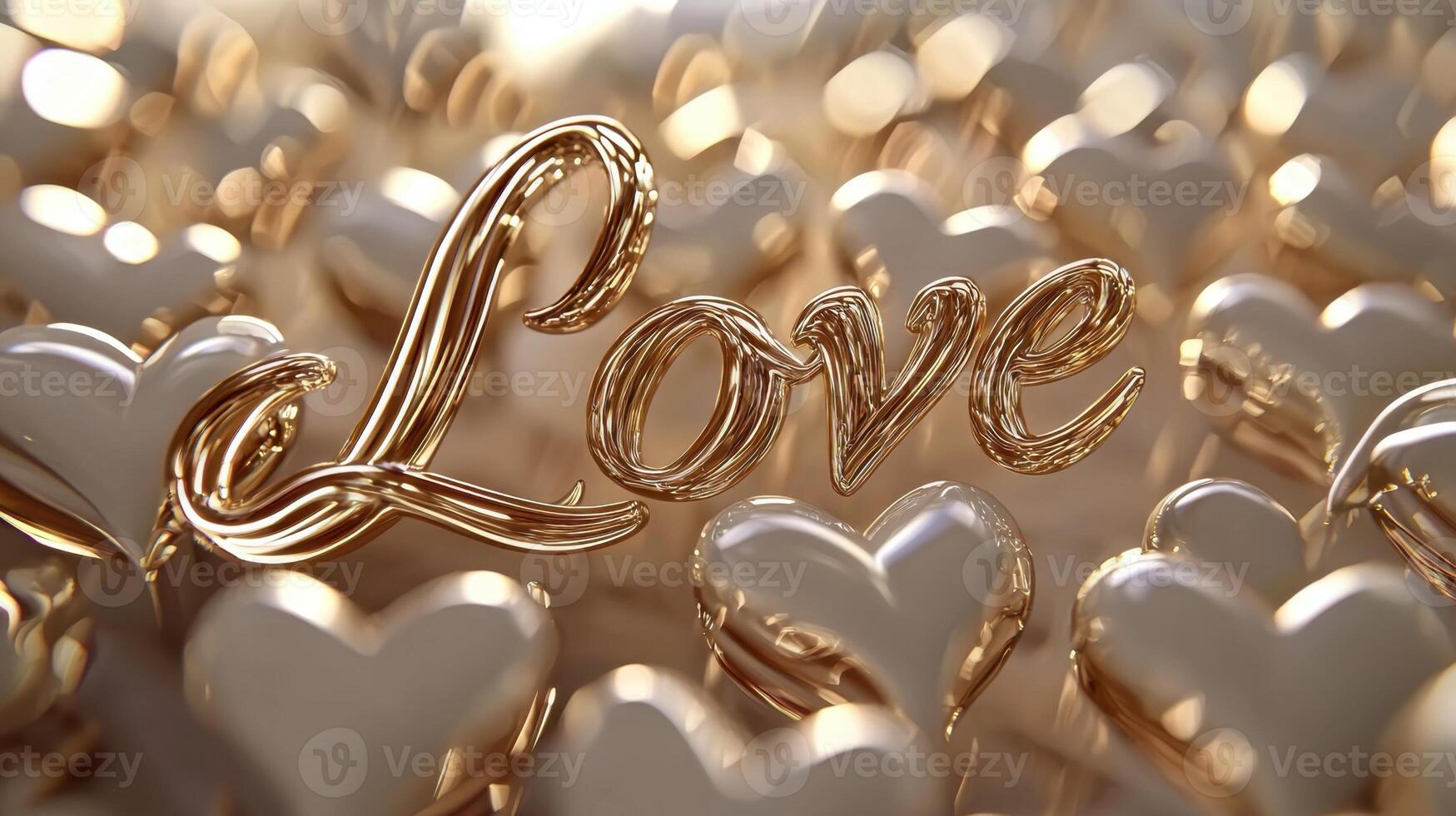 A gold heart shaped background with the word LOVE written in gold photo