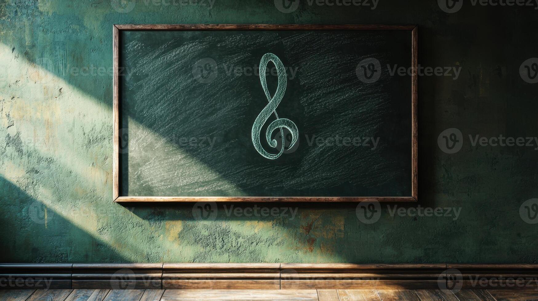 A blackboard with a musical note drawn on it photo