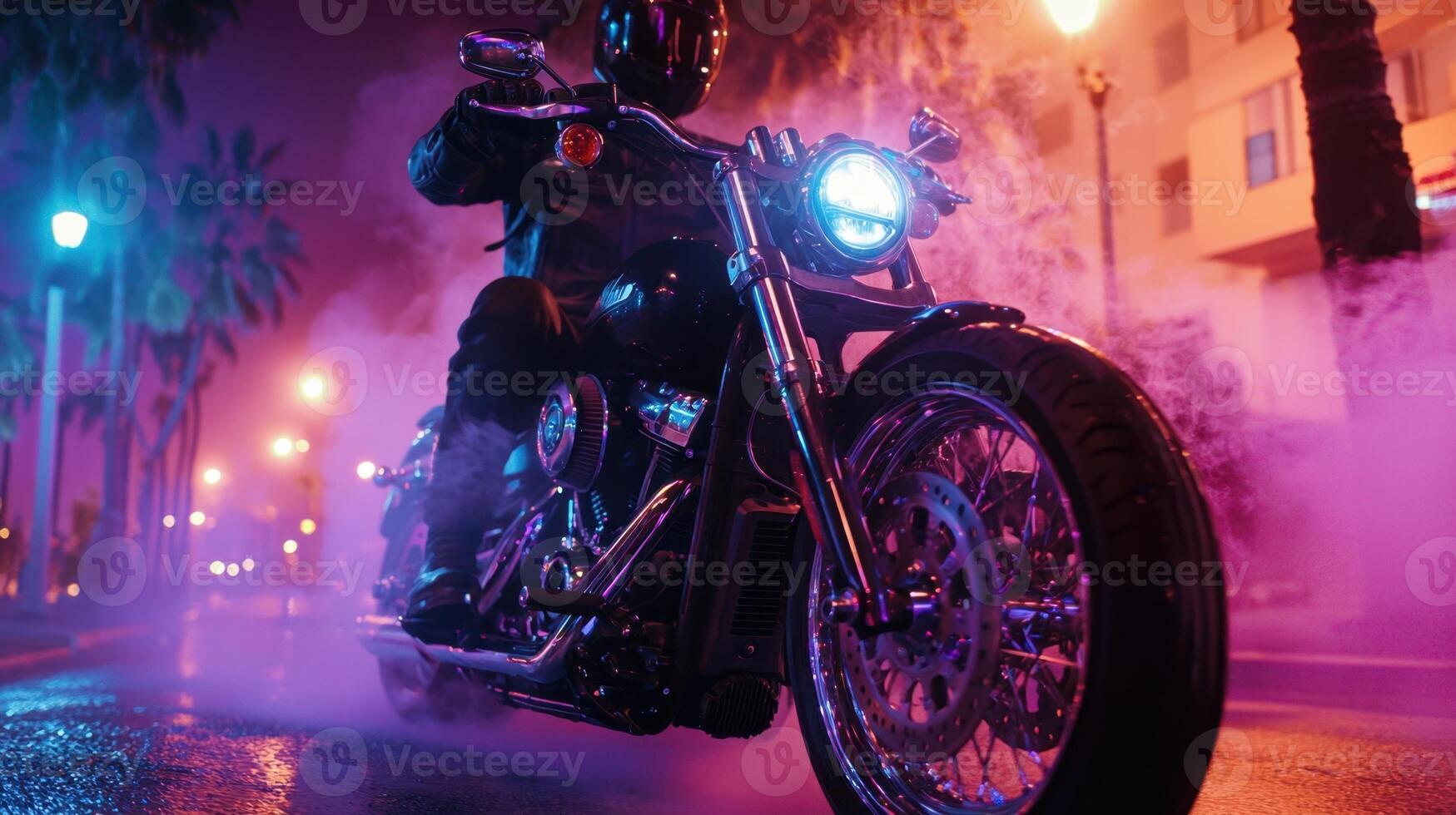 A person riding a motorcycle in the rain photo
