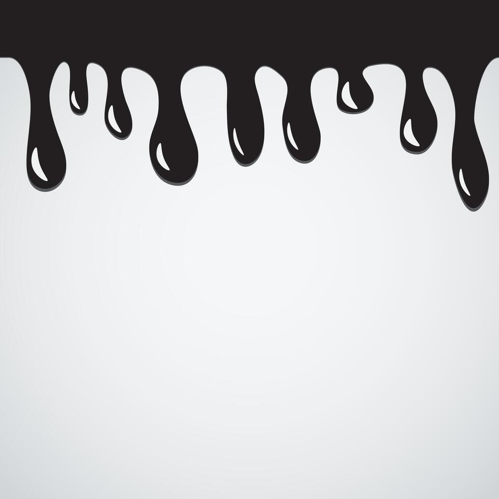 Black engine oil fluid dripping Melting droplets Flowing liquid isolated on white background template design vector