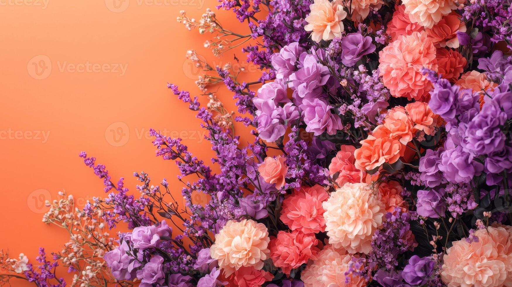A bouquet of flowers with purple and pink flowers photo