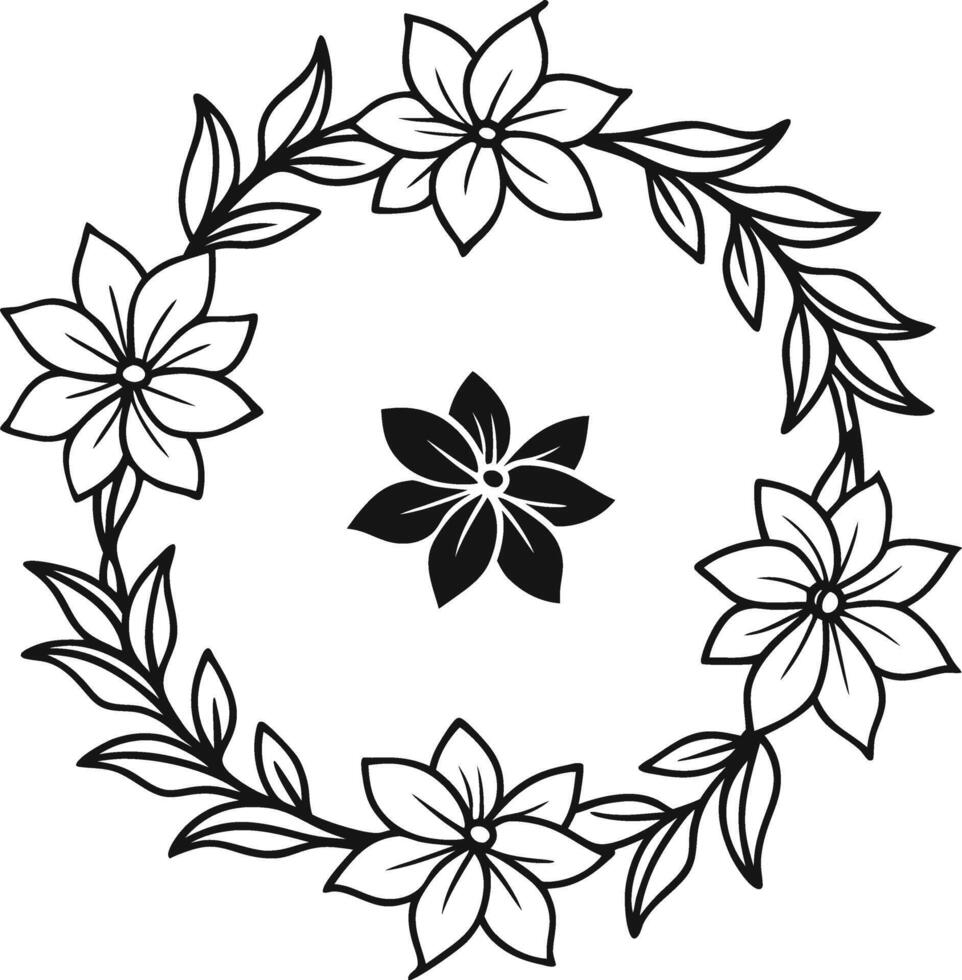 Floral Wreath Frames Silhouette Illustration vector