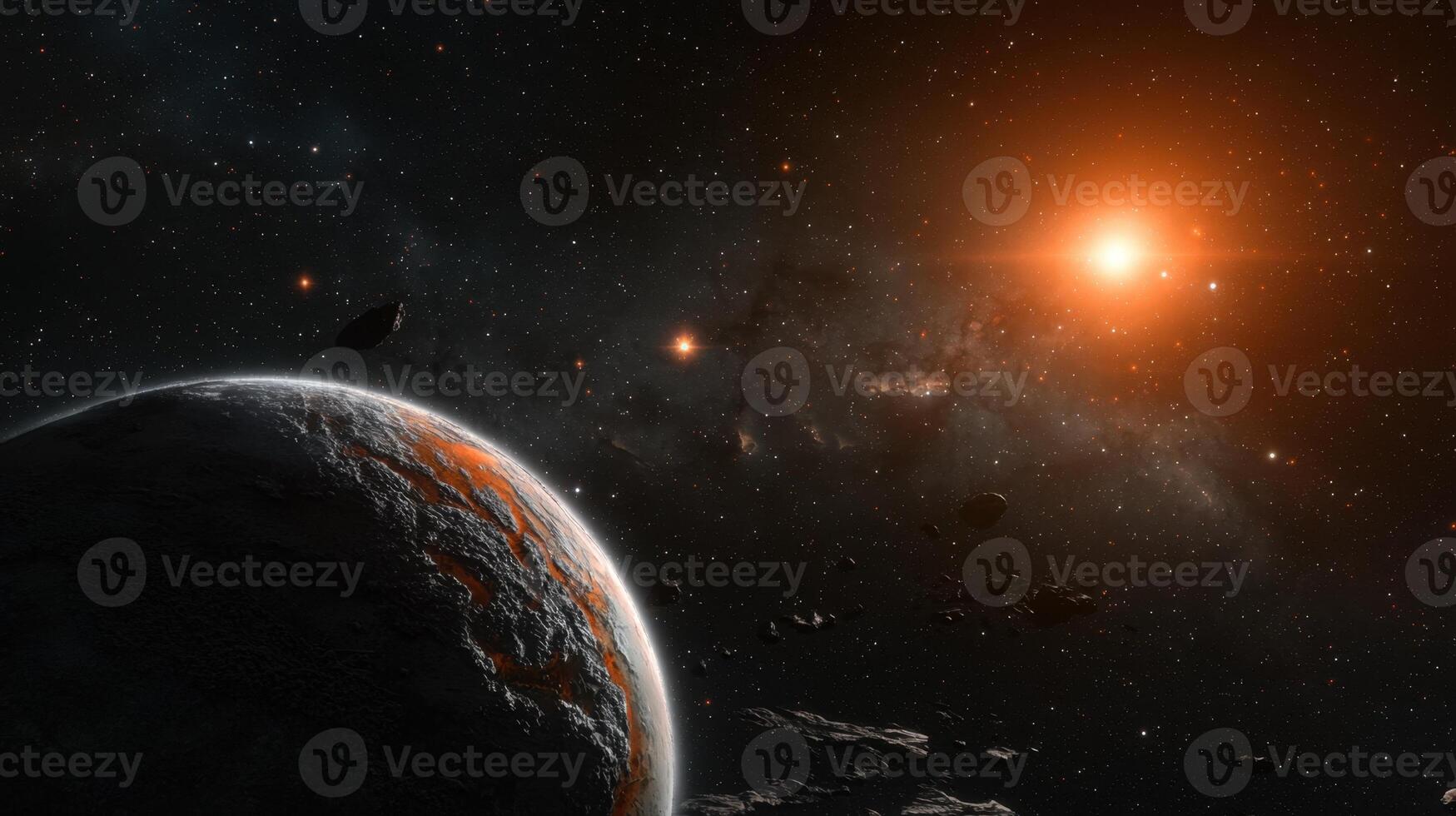 An artist's rendering of a planet and stars photo