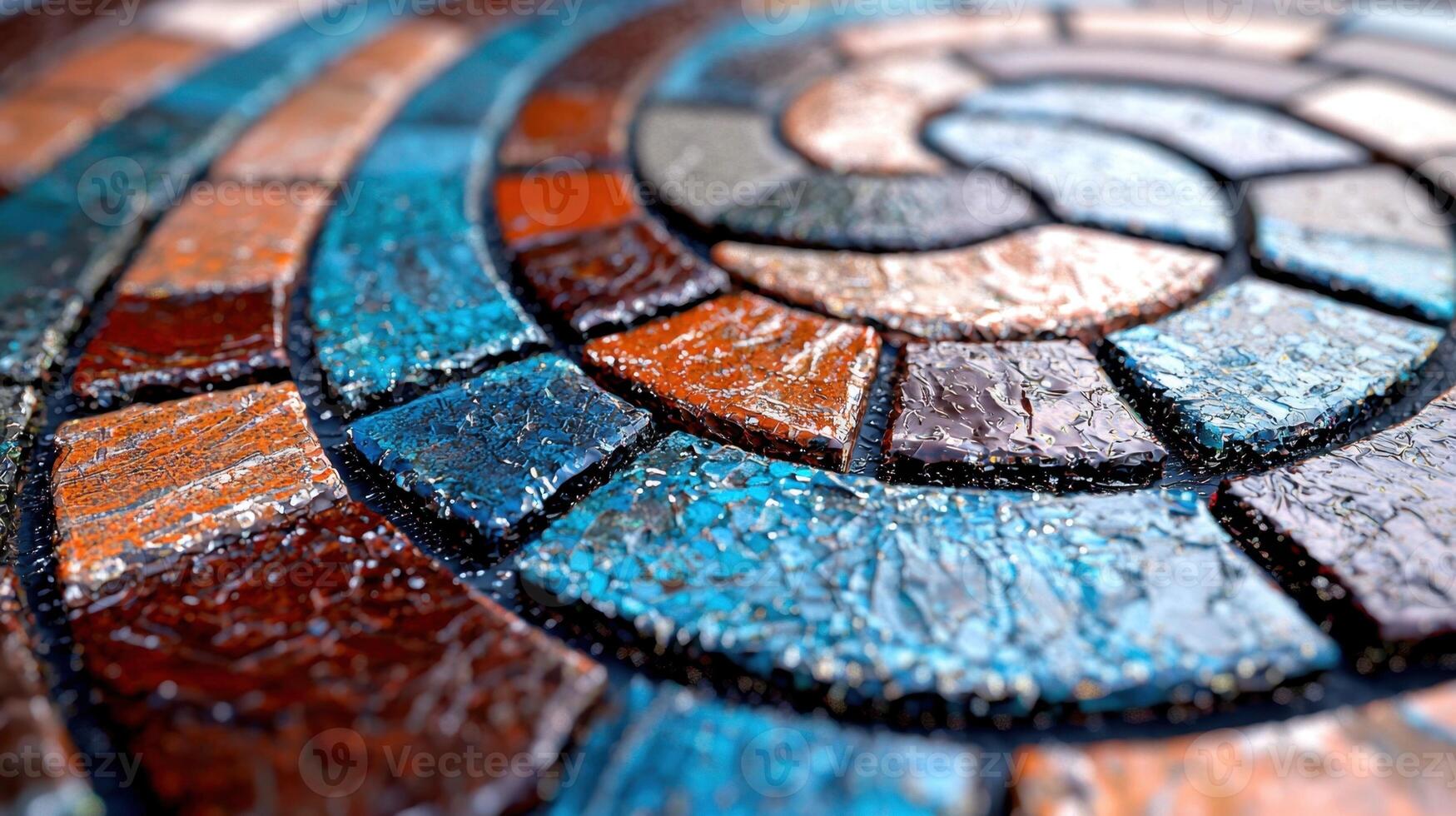 A close up of a colorful mosaic tile photo