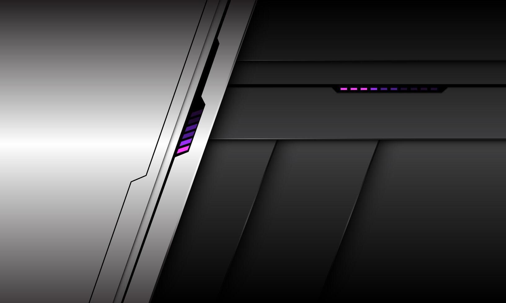 Abstract silver grey black shadow cyber futuristic geometric purple power light technology design modern background vector