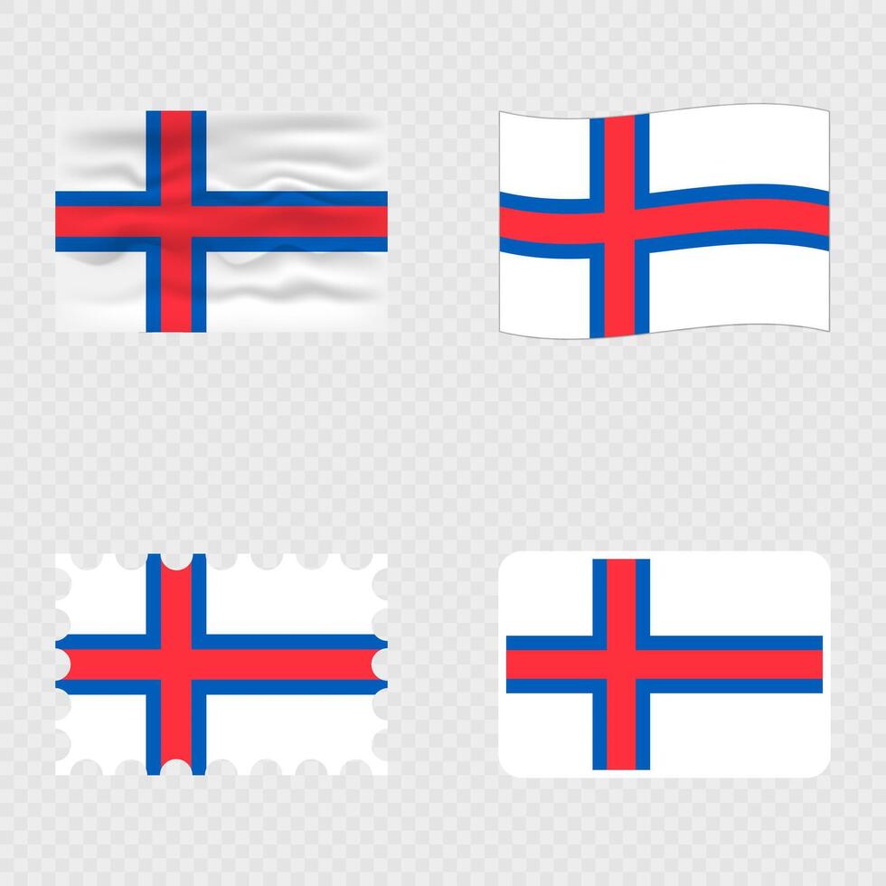 Faroe Islands national flag in four different styles. vector