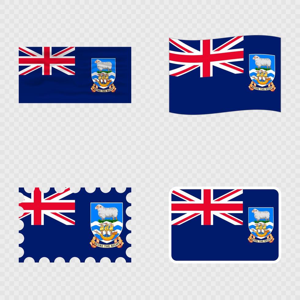 Falkland Islands national flag in four different styles. vector