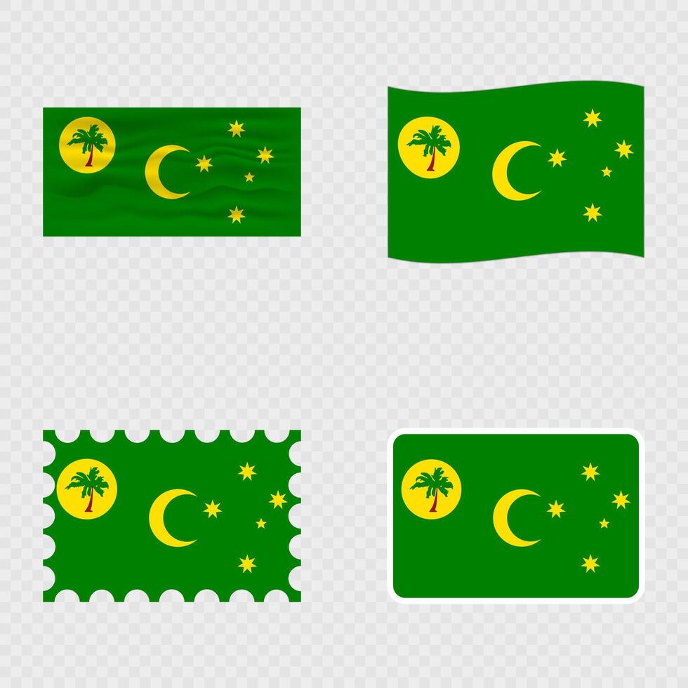 Cocos Islands national flag in four different styles. vector