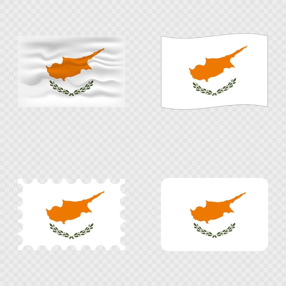 Cyprus national flag in four different styles. vector