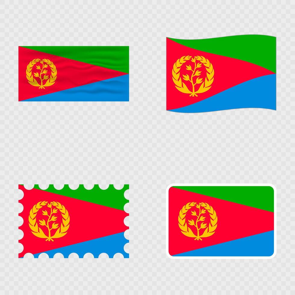 Eritrea national flag in four different styles. vector
