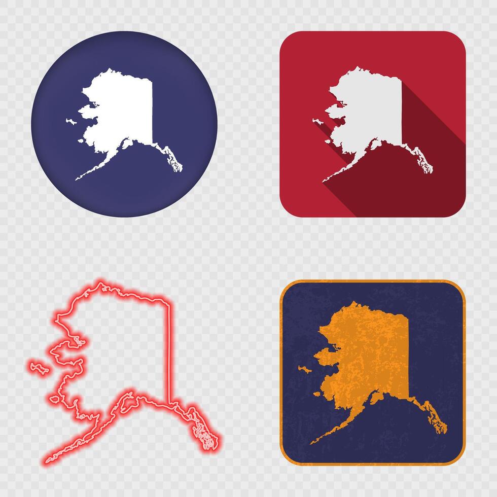 Alaska State Map Icons Collection vector