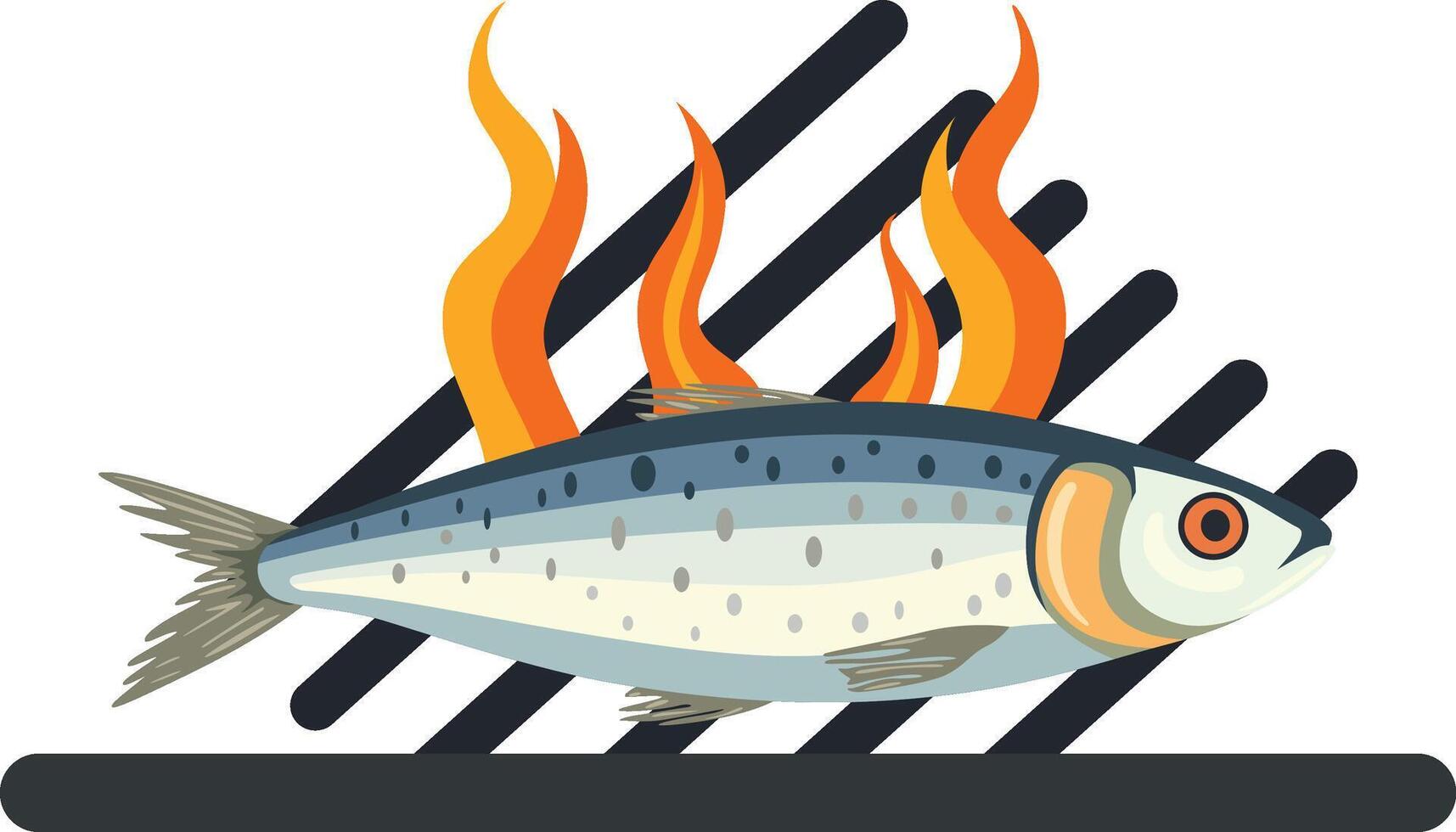 Sardine Grilling on Hot Coals vector