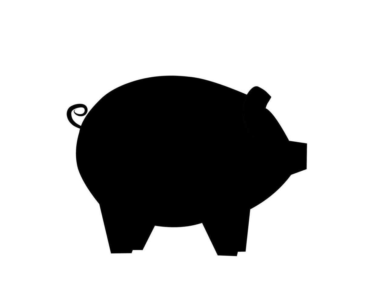 Pig graphic icon. Pig black silhouette isolated on white background vector