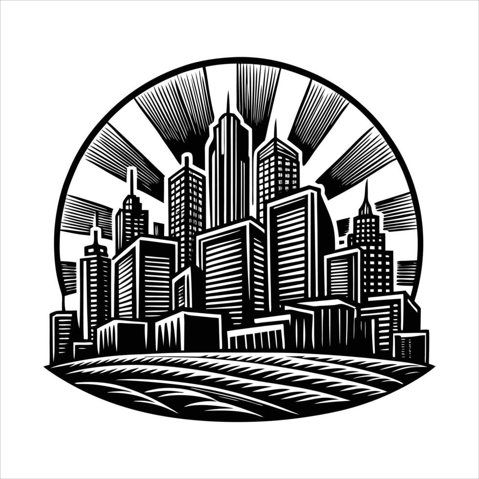 Hand sketch island city vector