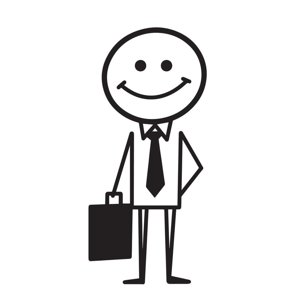 businessman with briefcase man. Doodle style illustration vector