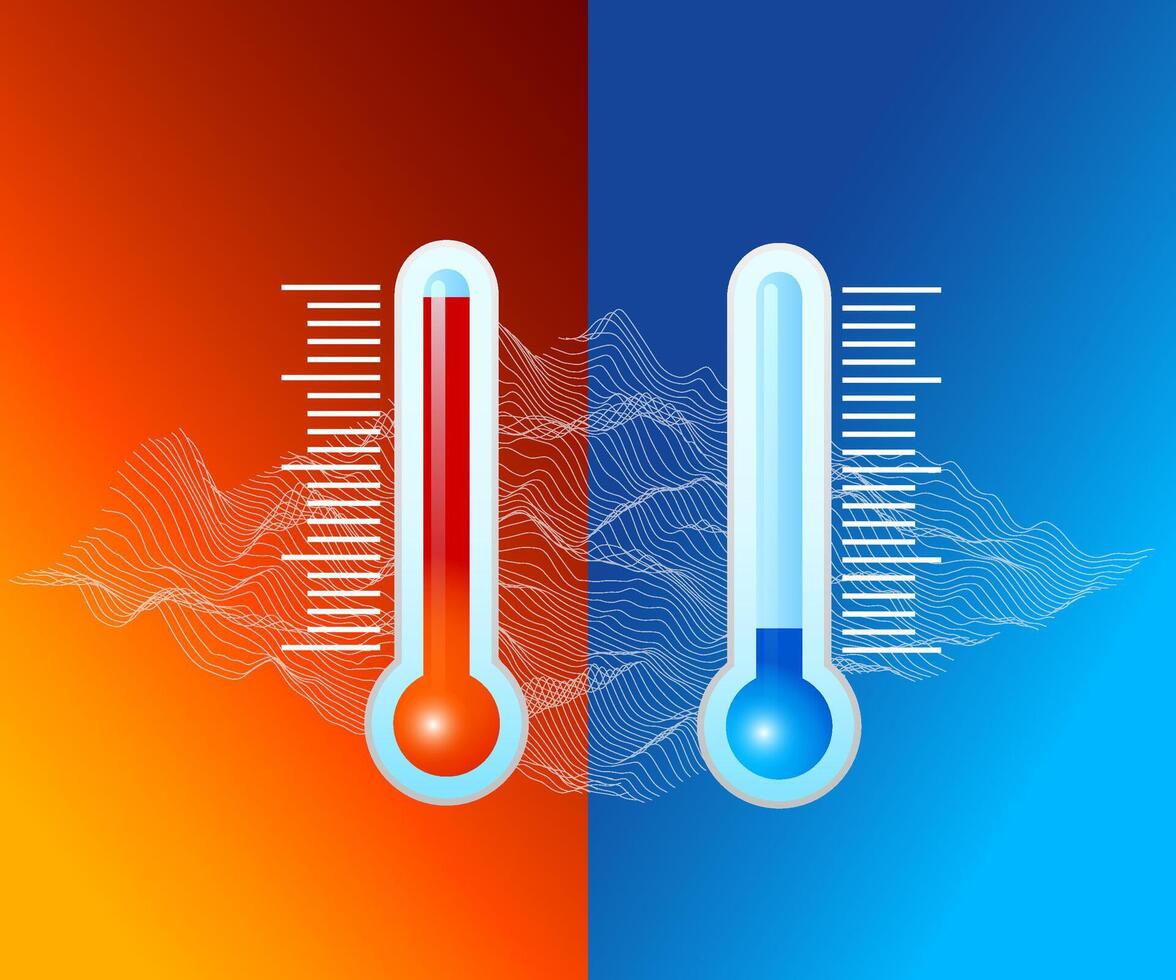 thermometer on blue and red background vector