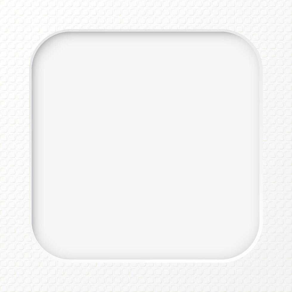 White wood free uncoated paper rough textured with 3D rounded square frame paper cut style graphic illustration have blank space. vector