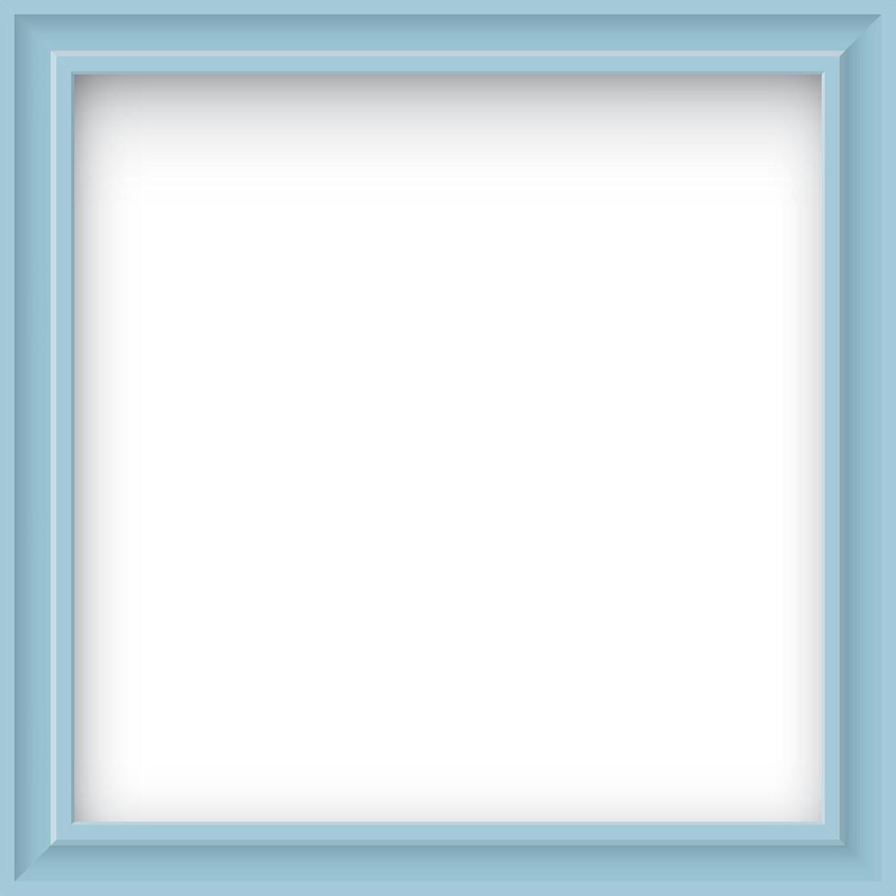 Light blue square frame on white background graphic illustration. Blank picture frame. vector