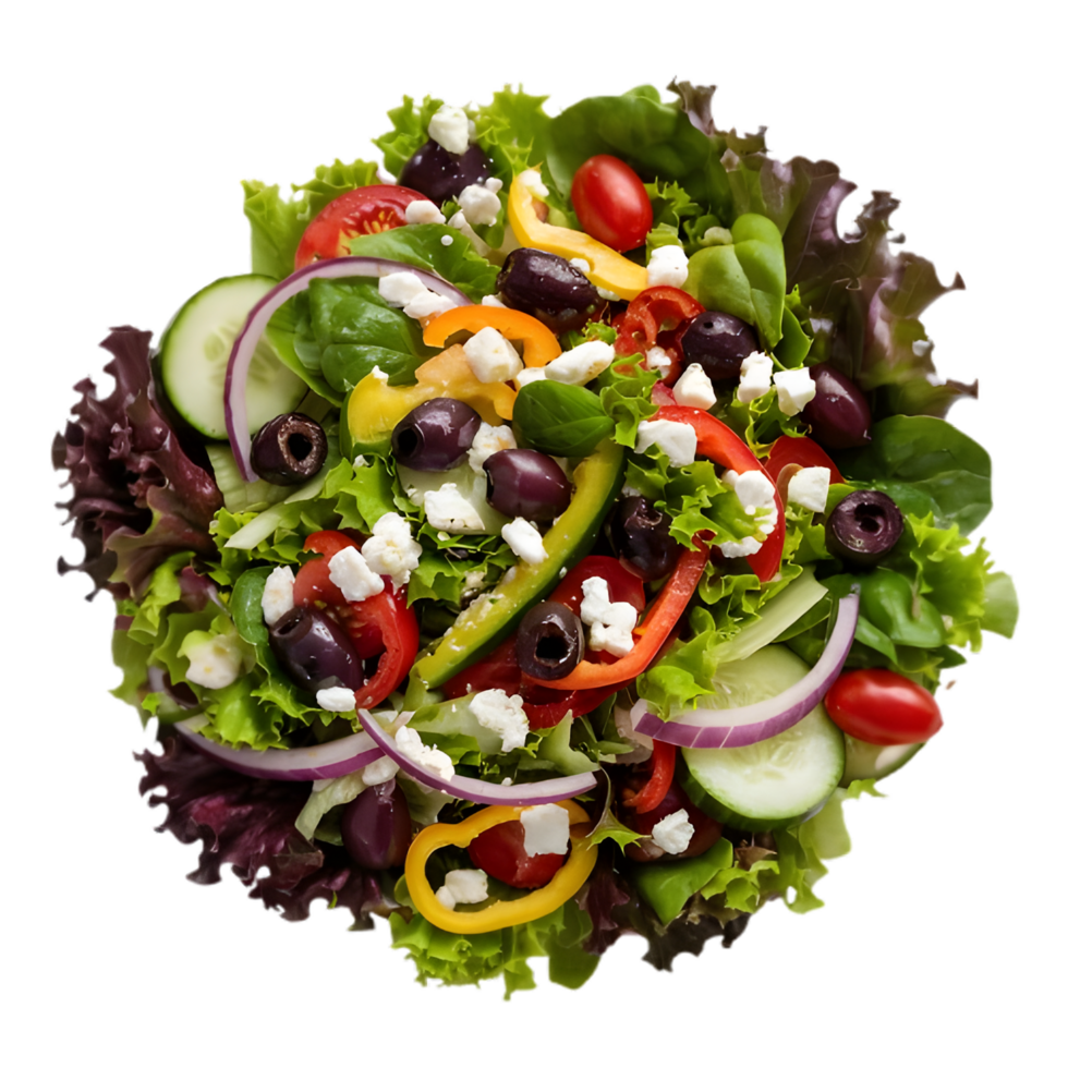A set of three Yummy salad bowls isolated on a transparent background png