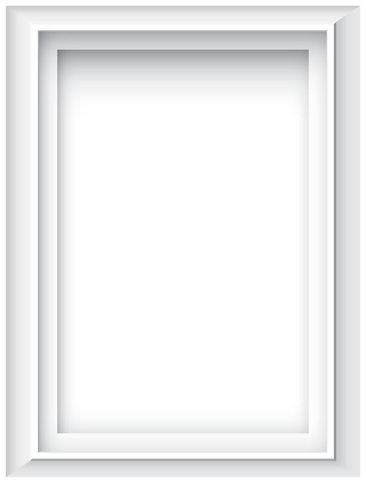 Blank white vertical frame background graphic illustration. Blank picture frame template. vector