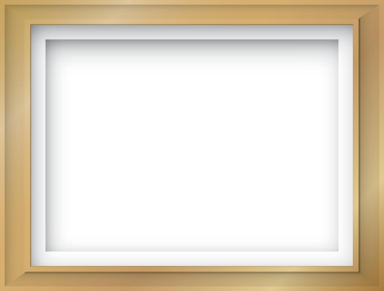 Blank gold horizontal frame background graphic illustration. Blank picture frame template. vector
