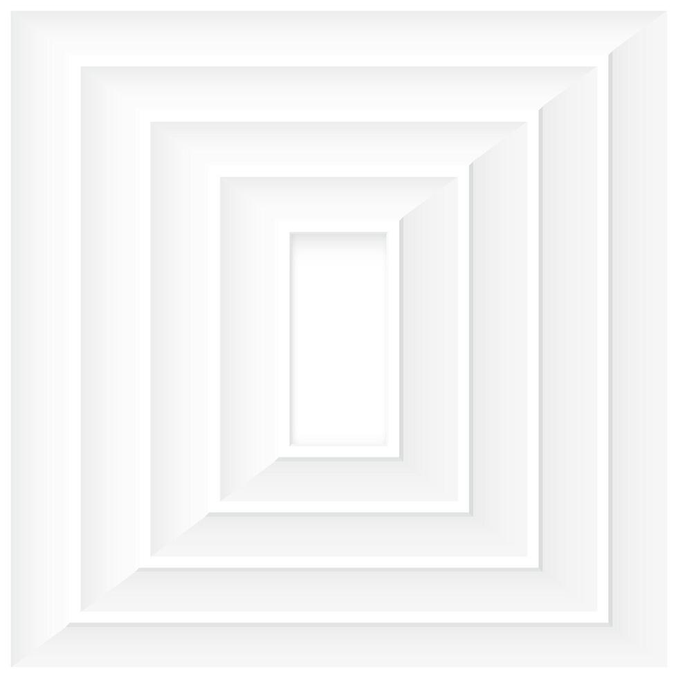 Abstract 3D white color rectangle shape pattern paper cut style on square background graphic illustration. vector