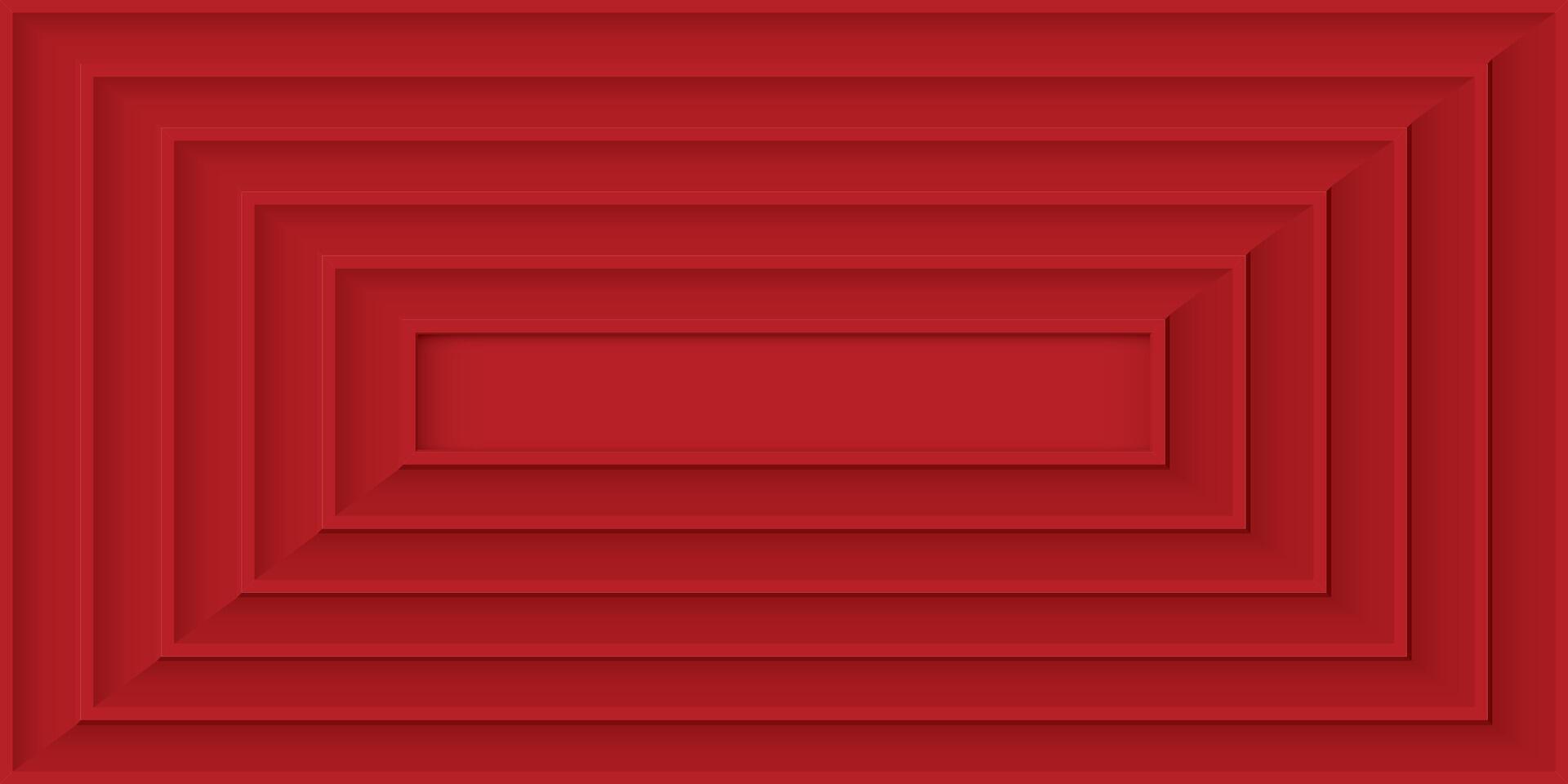 Abstract 3D red color rectangle shape pattern paper cut style background graphic illustration. vector