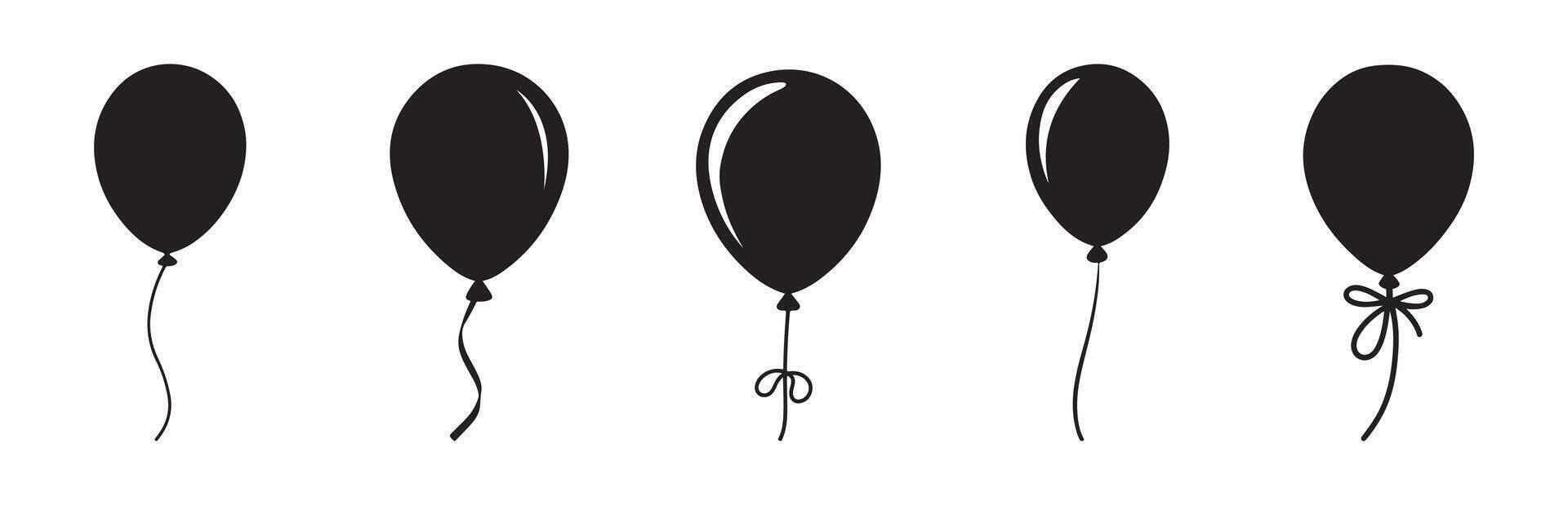 Balloon icons set. Party balloon sign and symbol. Party balloons tied with strings vector
