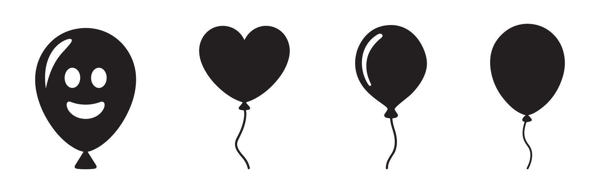 Balloon icons set. Party balloon sign and symbol. Party balloons tied with strings. illustration vector