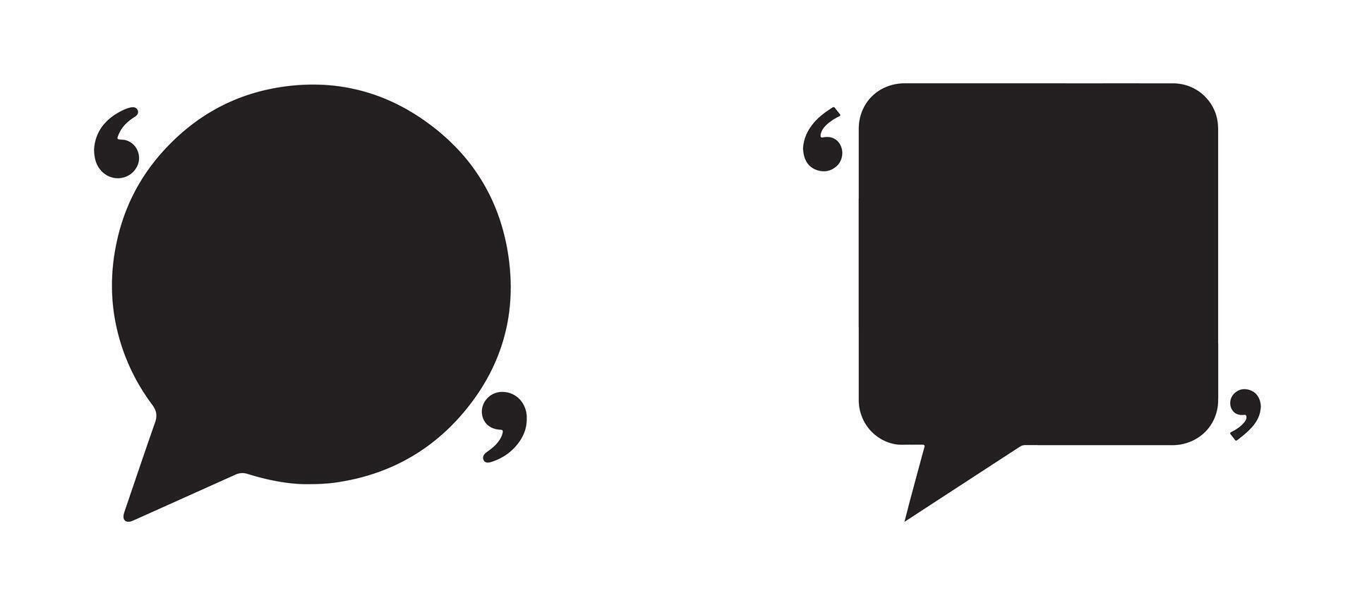 Quote box frame set. Speech bubble with quotation mark vector