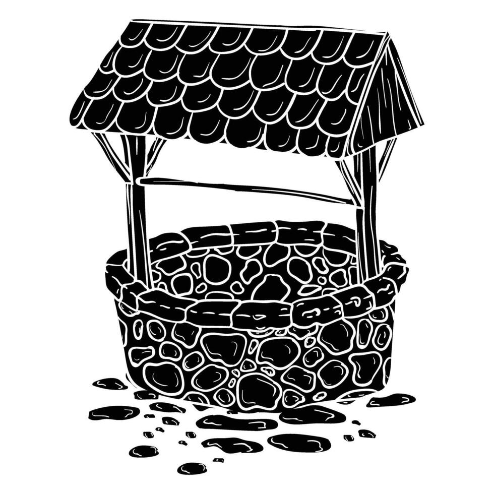 well with stones and stones vector