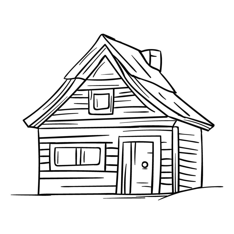 a drawing of a house with a roof vector