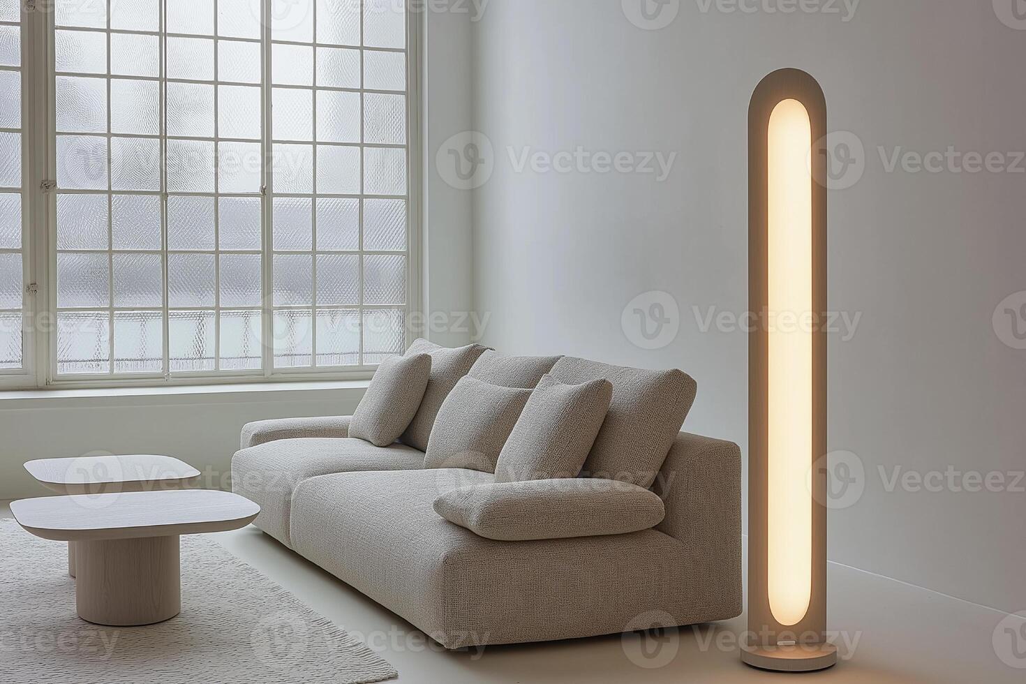 Minimalist Living Room Interior Design with Modern Floor Lamp photo
