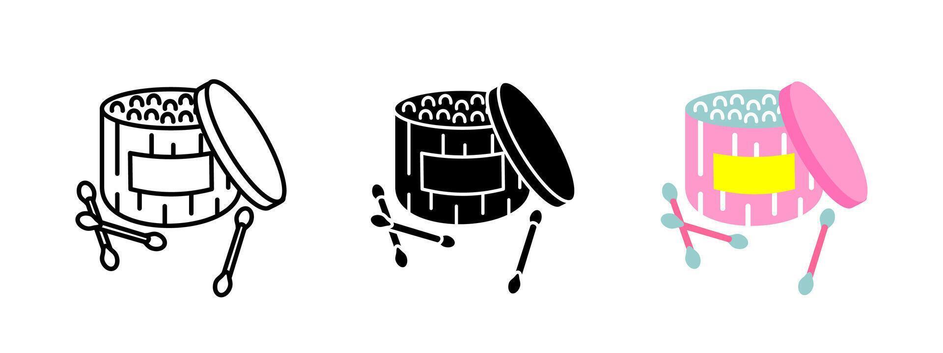 Cotton swabs icon. Open container with soft sticks for hygiene and beauty care. Sanitary and cleaning accessory illustration. Personal health and cosmetic tool pictogram. vector