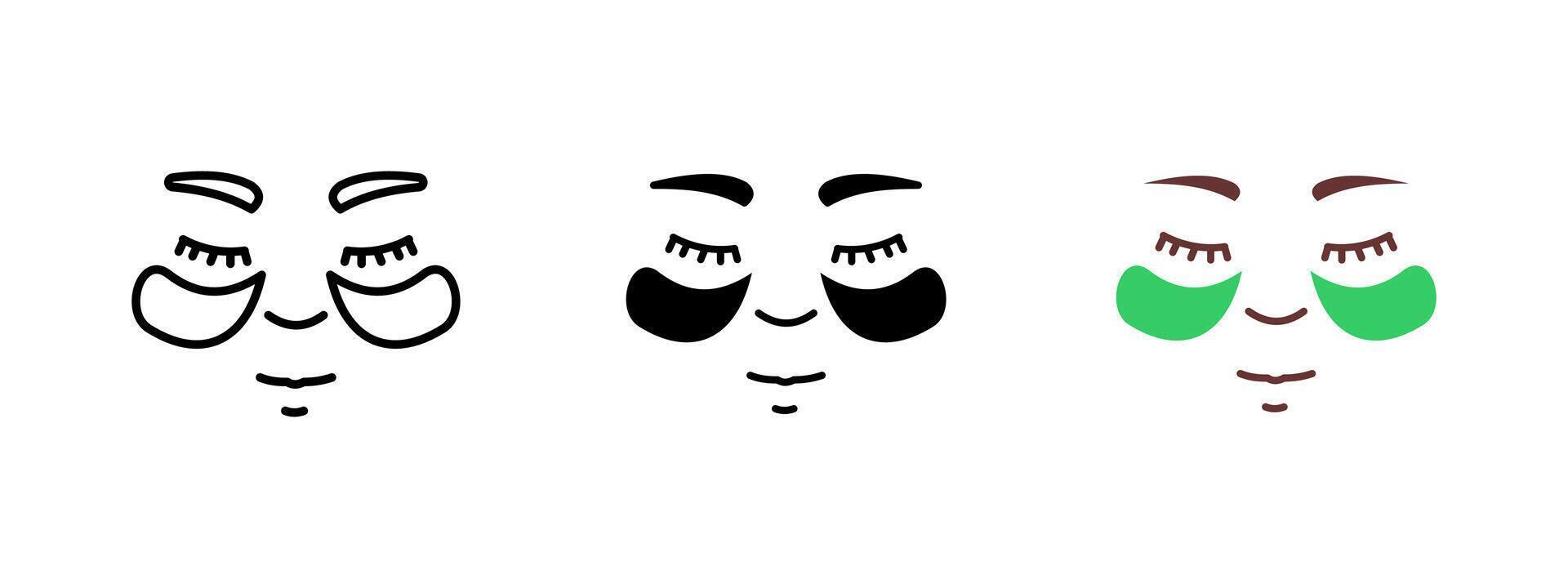 Face patches icon. Under-eye patches for skincare treatment and hydration. Beauty and self-care illustration. Cosmetic routine and wellness pictogram. vector