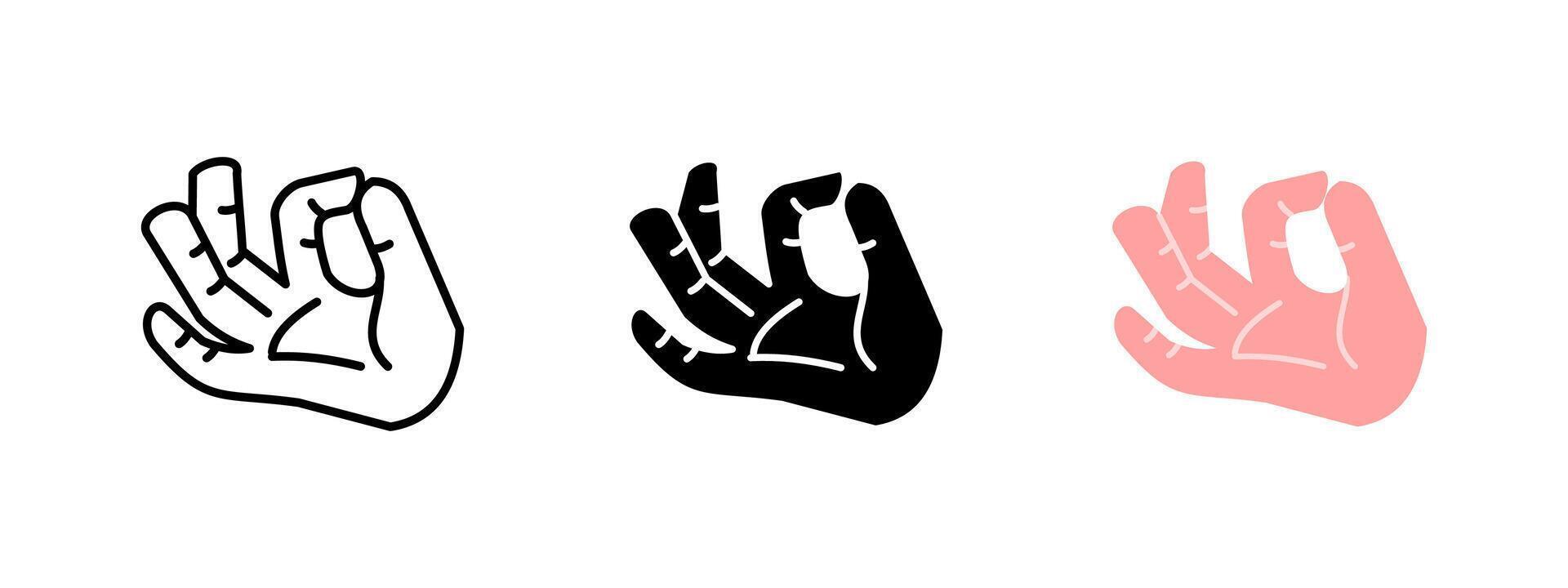 Gyan mudra icon. Meditation hand gesture symbolizing wisdom and knowledge in yoga. Concentration, mindfulness and spiritual enlightenment pictogram. Sacred posture for energy balance. Chin mudra sign. vector