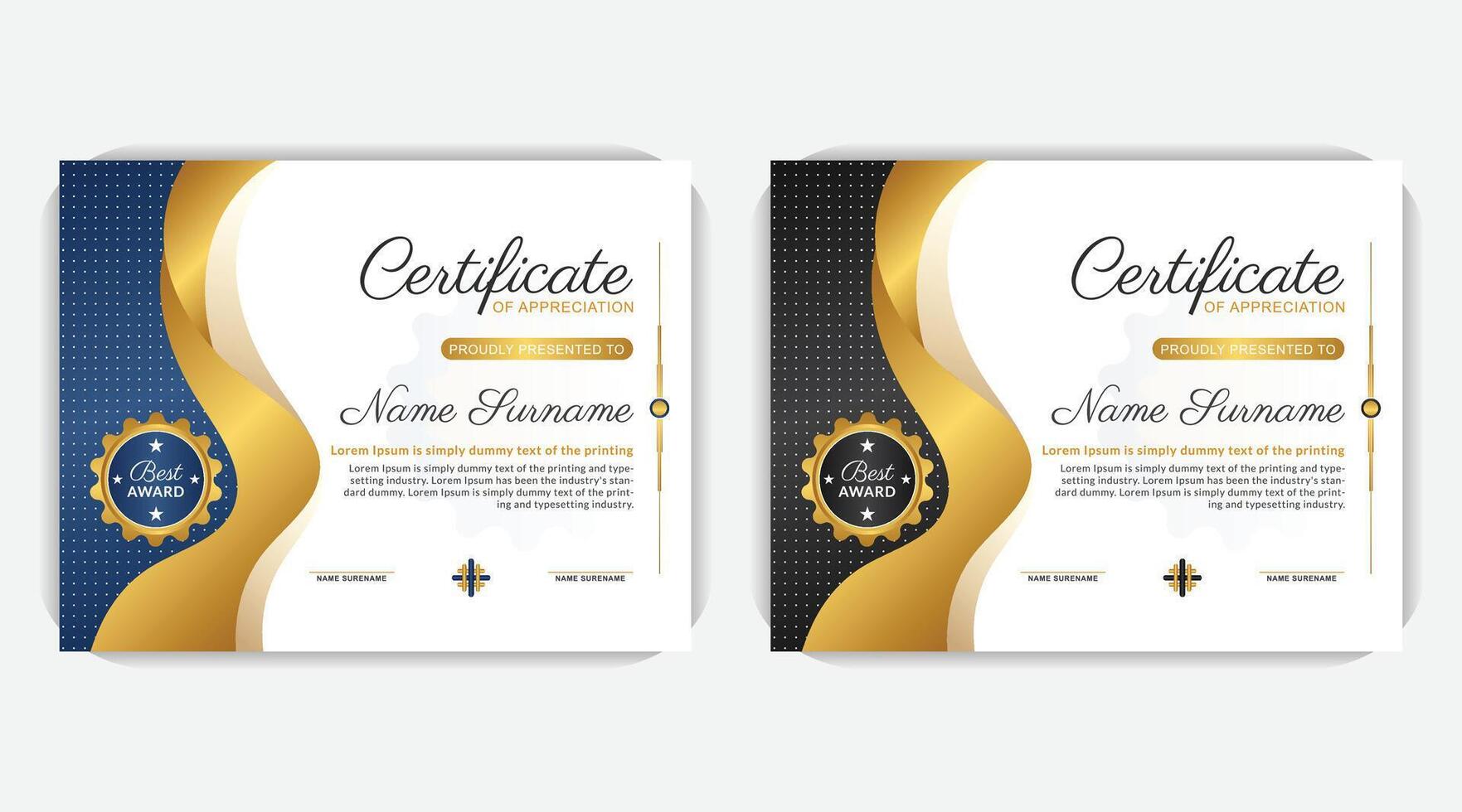 Print ready creative and colorful diploma certificate, Modern award design, certificate template, elegant gold diploma certificate abstract design vector