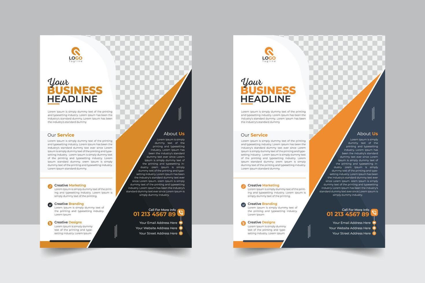 2 templates of different dark colors a4 flyer template, marketing, business proposal, promotion, advertise, publication, cover page. Unique and modern style Print ready poster flyer or magazine design vector