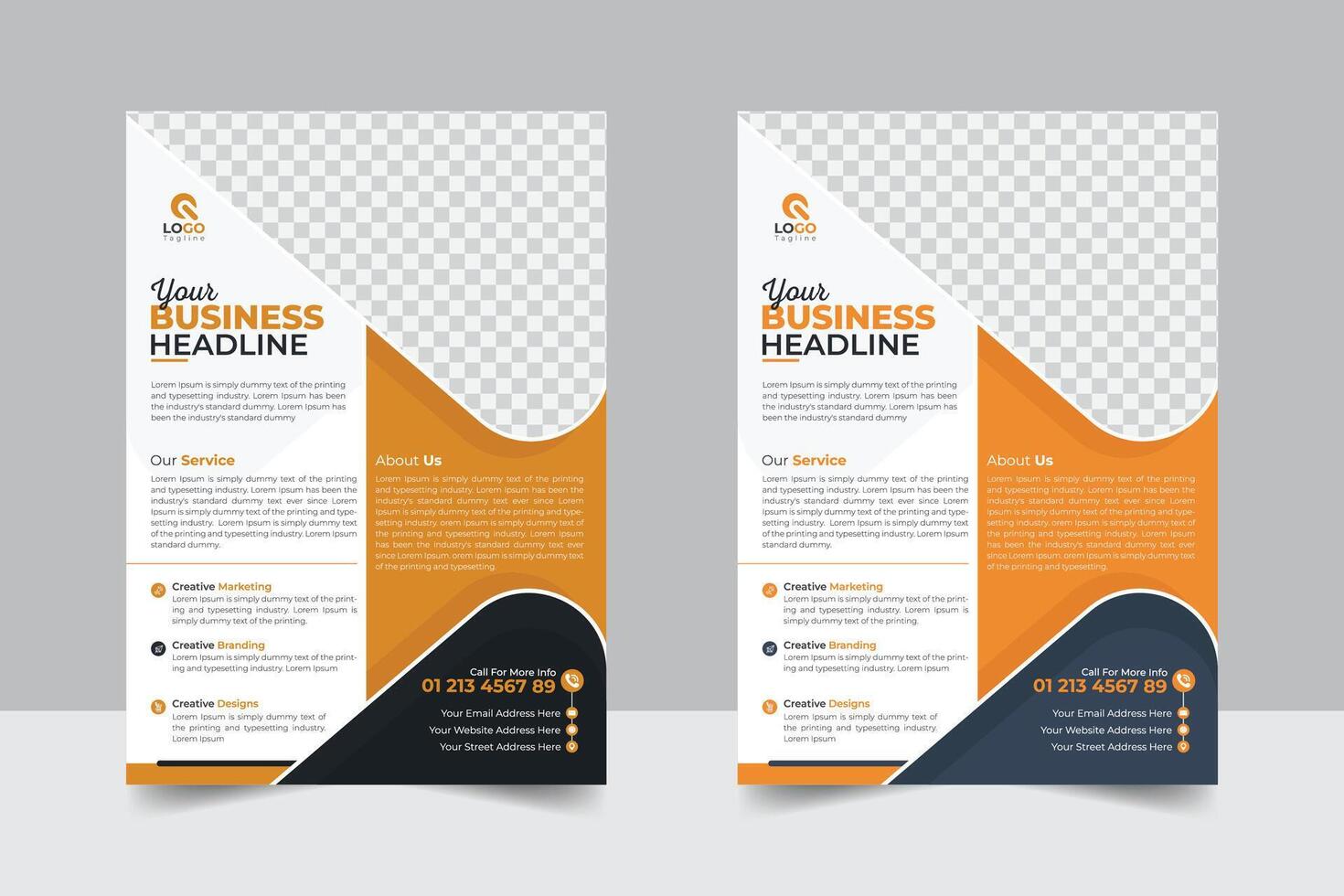 2 templates of different colors a4 flyer template, marketing, business proposal, promotion, advertise, publication, cover page. Unique and modern style Print ready poster flyer or magazine design vector