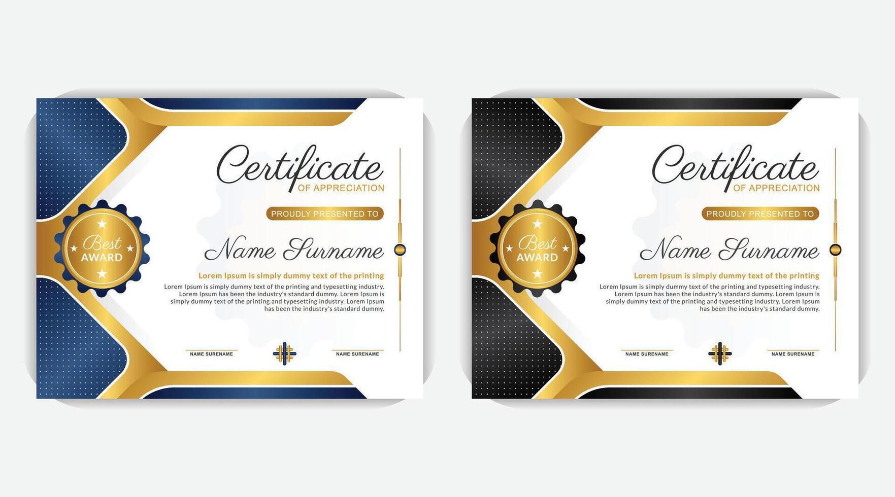 Modern award design, certificate template, elegant gold diploma certificate design, Print ready creative and colorful diploma certificate vector