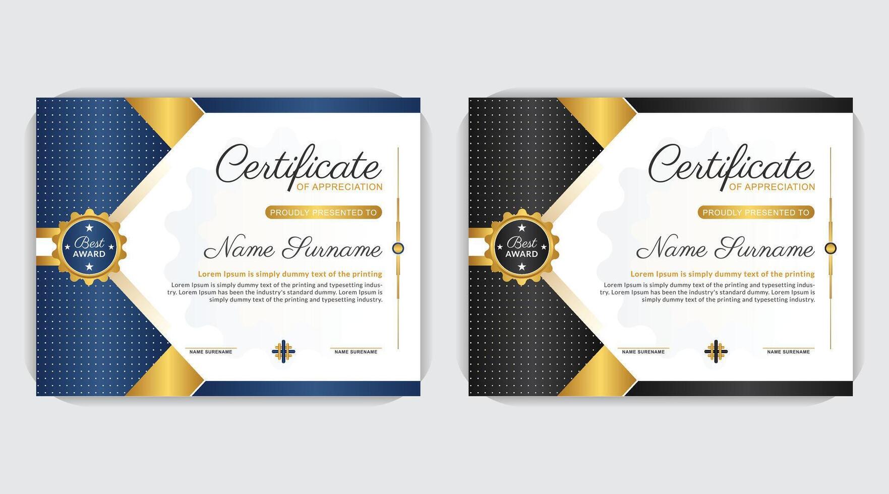 Print ready certificate poster template, creative idea stylish layout, Modern award design, elegant gold certificate design, Professional creative Luxury diploma certificate vector