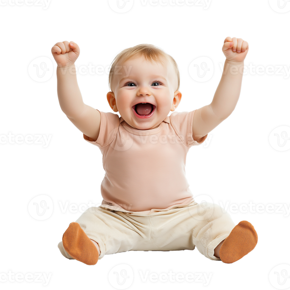 Happy Celebrating Baby Throwing Arms Up, Cut Out png