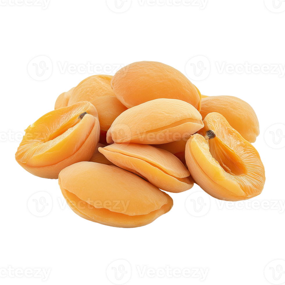Close up apricot kernels isolated on transparent background, side view png