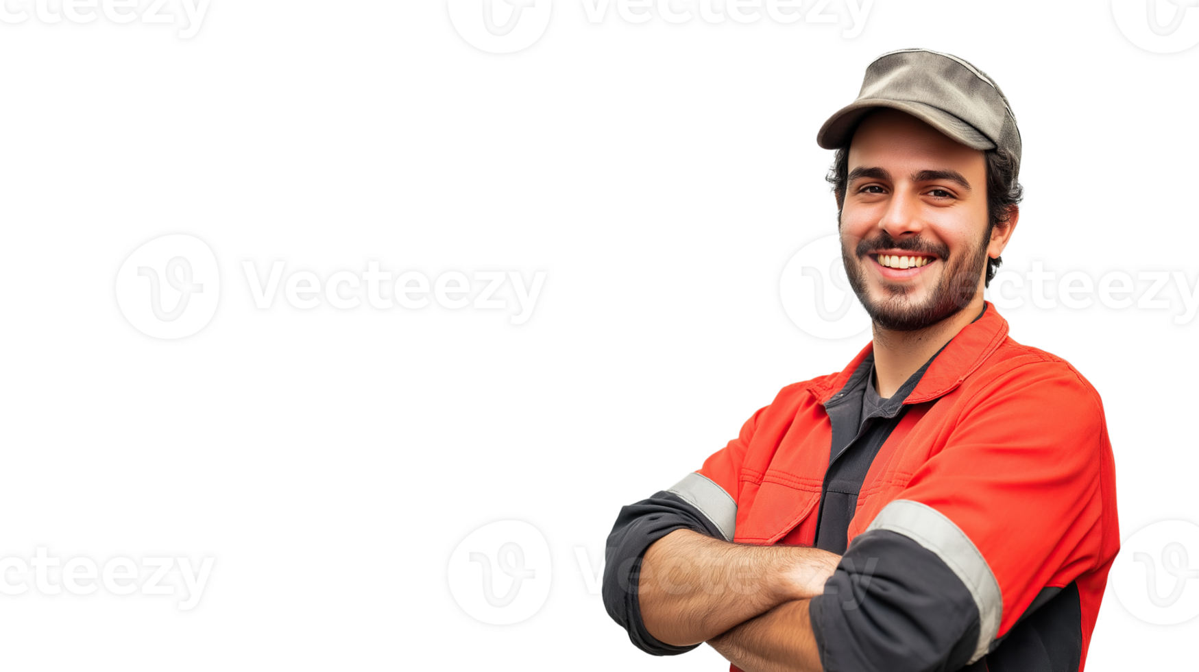 Smiling Worker in Manufacturing Attire, Isolated on Transparent Background png