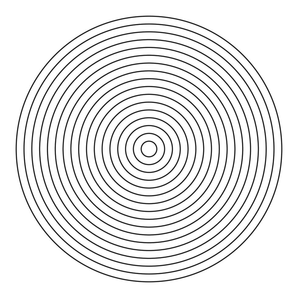Polar grid pattern of 16 concentric circles. Wheel of life, habits tracker. Coaching blank mockup. Circle diagram divided on sixteen segments. Blank polar graph paper layout. Graphic outline template. vector
