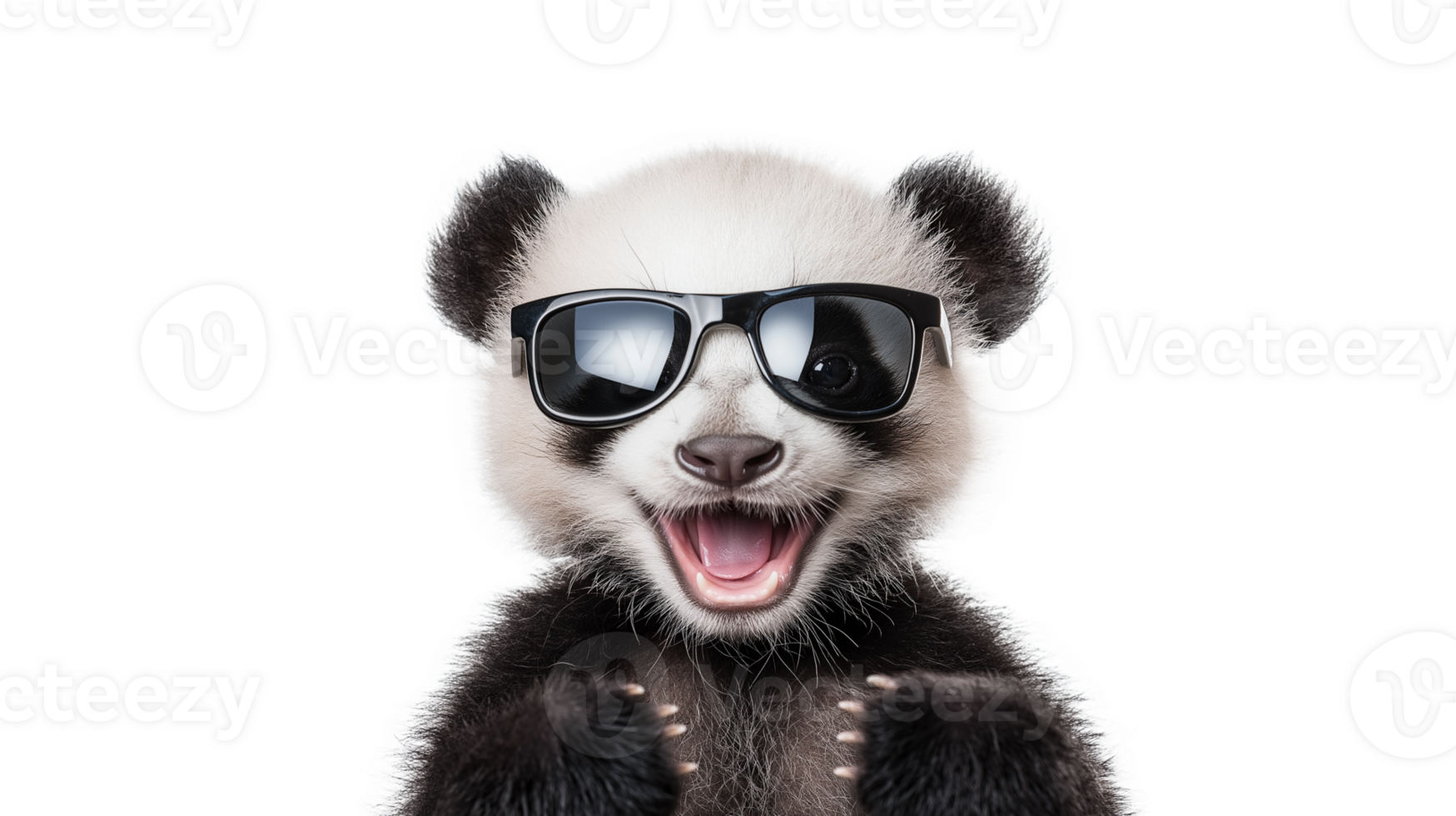 Adorable Baby Panda Winking and Wearing Sunglasses with a Playful, Shocked Expression on Transparent Background png
