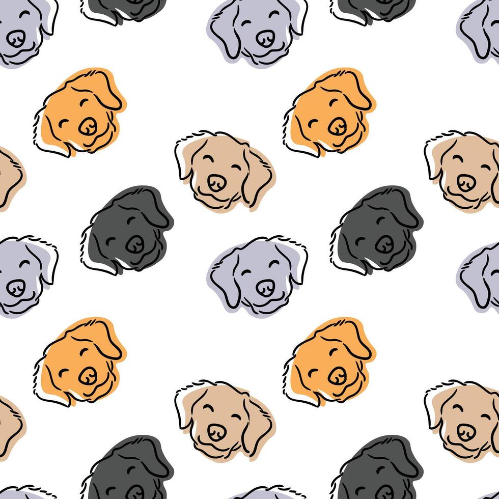 Hand drawn smiling dog seamless pattern with white background. vector