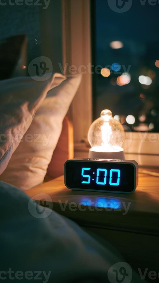 Cozy Bedside Clock at bedroom photo