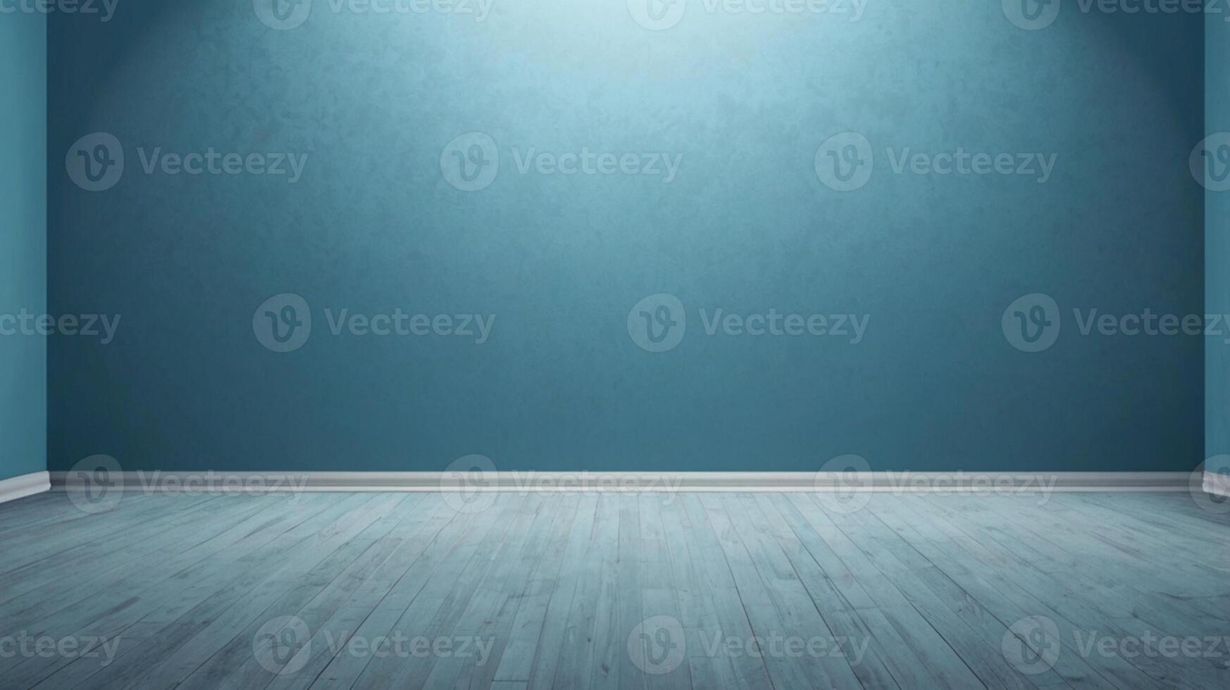 Empty room with blue walls and wooden floor photo